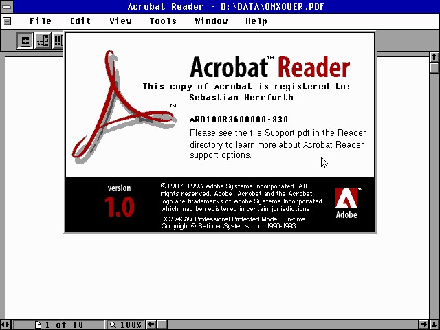 Der Acrobat Reader f&uuml;r DOS ist praktisch nutzlos.
