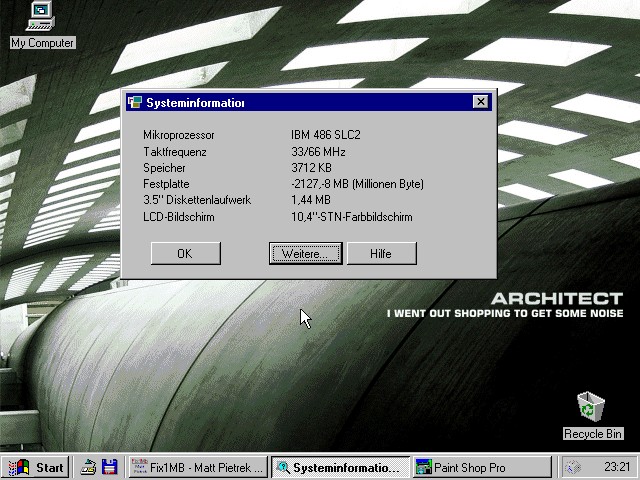 und nochmal mit Systeminformations-Tool von IBM.
