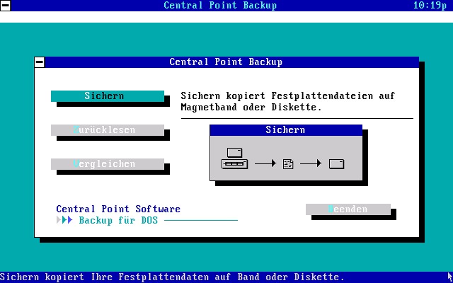 CP Backup sichert auf B�nder, Floppies oder Festplatte
