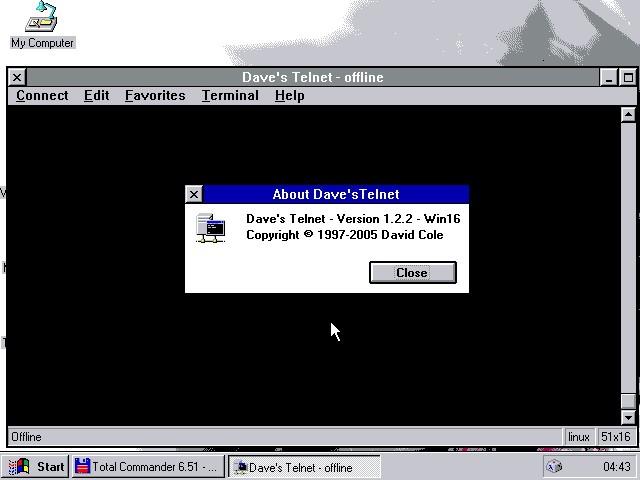 Dave's Telnet ist ein einfacher Telnet- und Rlogin-Client
