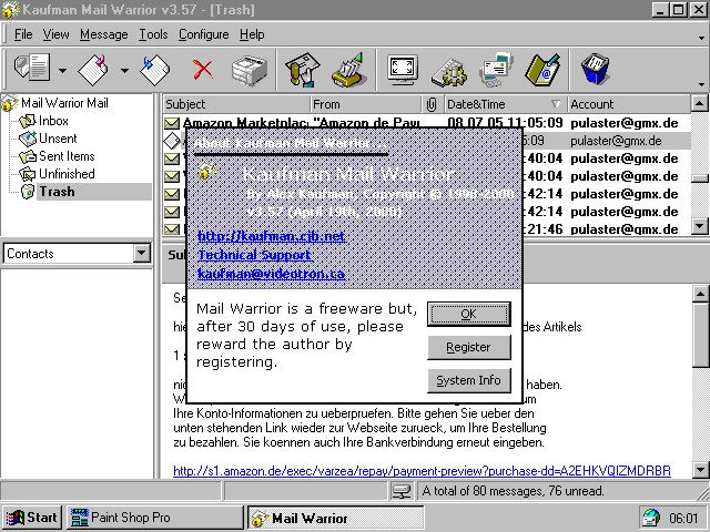 Kaufman MailWarrior ist ein kleiner, komfortabler Mailclient
