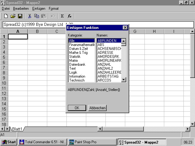 Spread32 ist ein kompakter Excel-Clon, der f�r die meisten Anwendungen ausreicht
