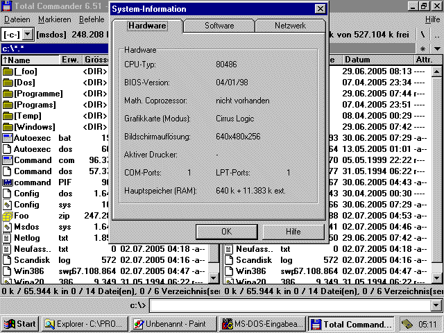 Der TotalCommander (16 Bit) l&auml;uft nat&uuml;rlich.
